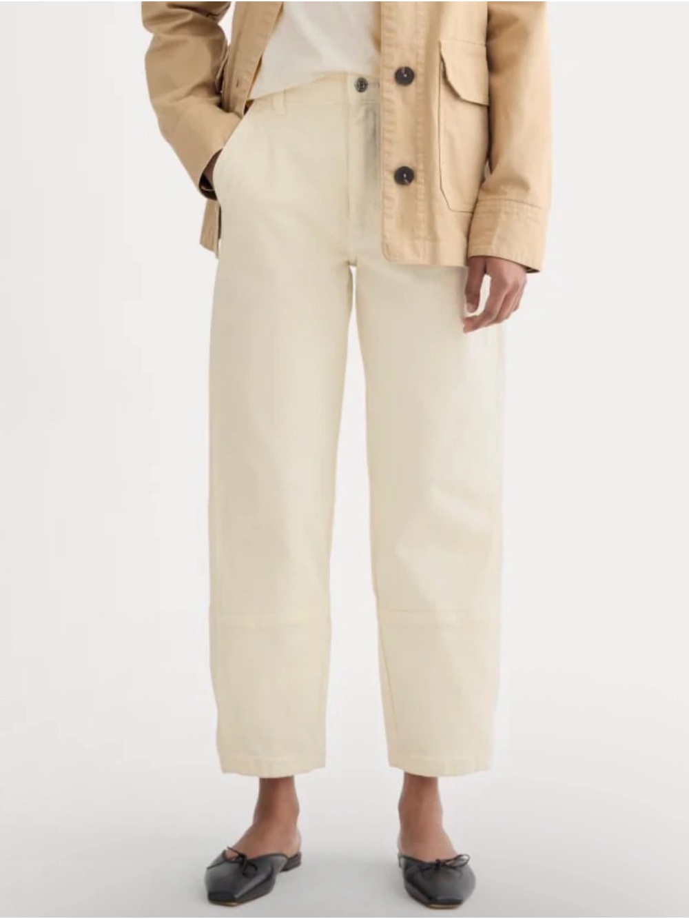 Everlane Utility Barrel Pants, Size 8, Bone